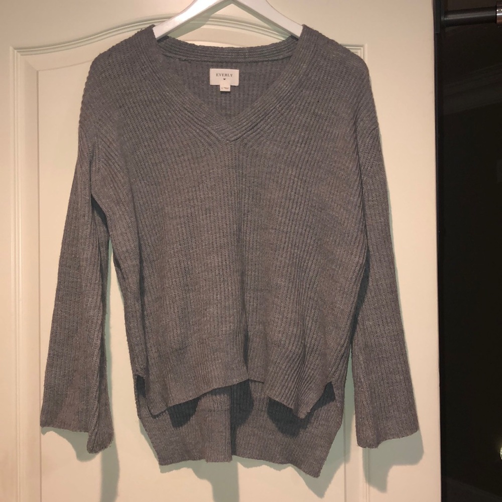 Gray V Neck Sweater